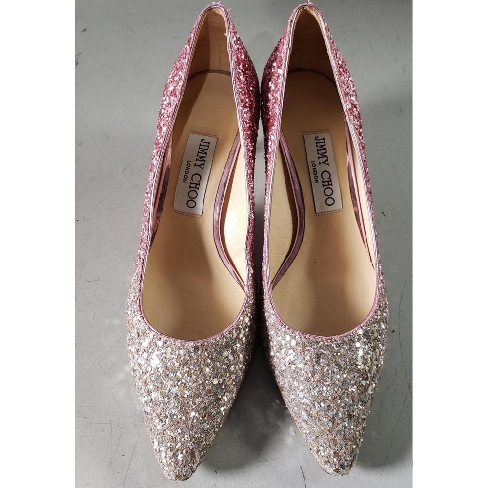 Jimmy Choo Pumps Women Size 35-4.5 Pink Silver Glitter Romy Pointed Toe Sparkle - Picture 3 of 15